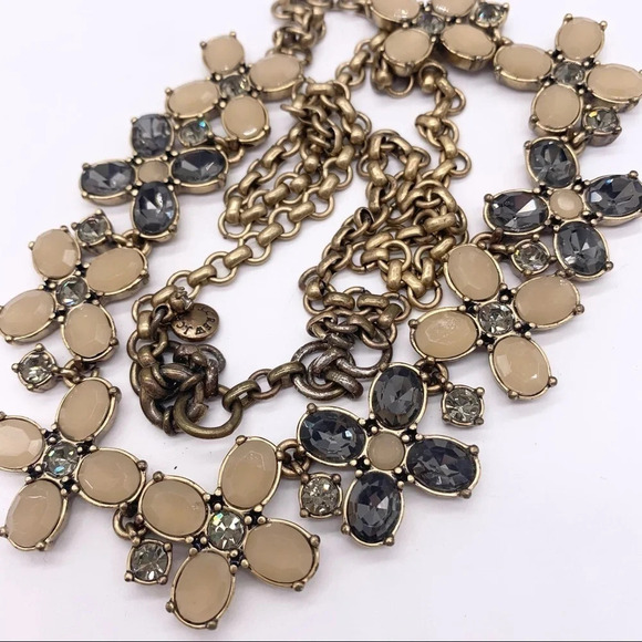 J. Crew Gray and Tan/Peach Jeweled Necklace - Picture 4 of 4